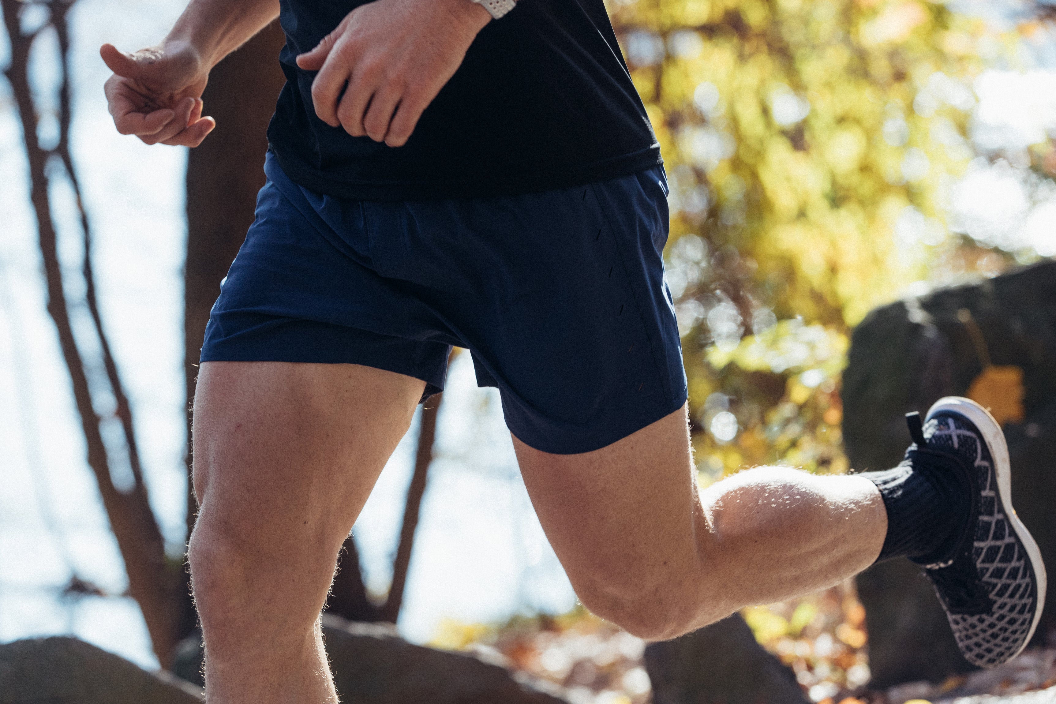 Focus on shorts while running